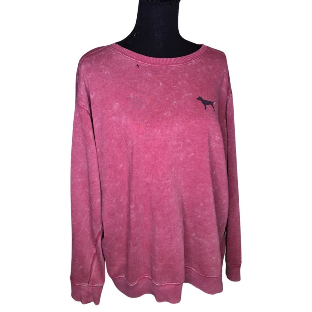 VS PINK Acid Wash Pink Crew Neck Sweatshirt